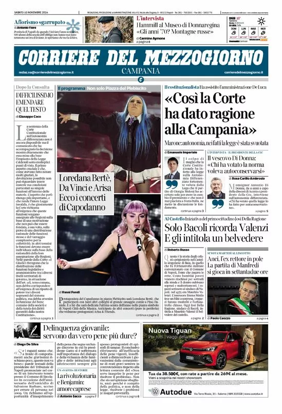 Prima-pagina-corriere del mezzogiorno-del-2024-11-16